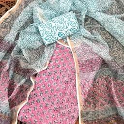 PALASH Floral Block Printed Pure Cotton Unstitched Dress Material-picture-20