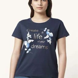 Dreamz by Pantaloons Navy Cotton Printed T-Shirt-image-45
