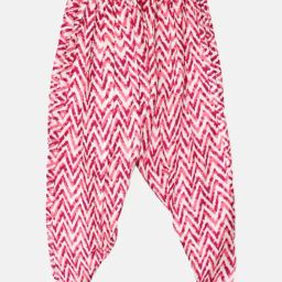 Kiddopanti Kids White & Pink Printed Harem Pants-image-80
