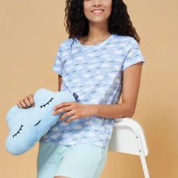 Dreamz by Pantaloons Blue Cotton Graphic Print Top Shorts Set-picture-28