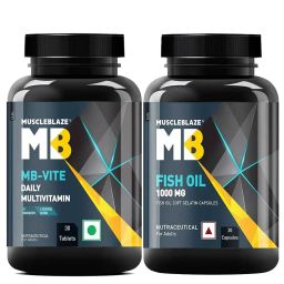 MuscleBlaze MB-VITE Daily Multivitamin & Fish Oil 30 caps Combo-7