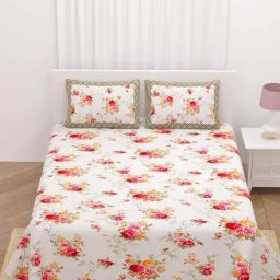 Living Roots White Cotton 200 TC King Size Bedsheet With Pillow Covers-image-41