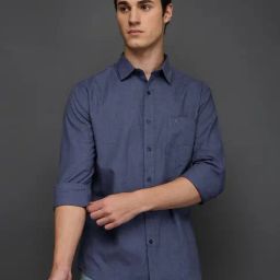 Giordano Blue Slim Fit Plain Shirt-picture-26