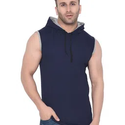 Blisstone Men Solid Hooded Cotton Slim Fit T-shirt-image-94