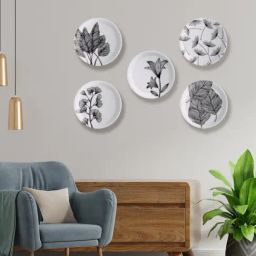 Nestroots Dancing Ink Black & White Porcelain Decorative Wall Plate-24