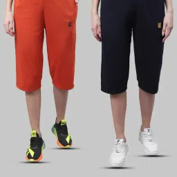 Vimal Jonney Rust & Navy Mid Rise Capris - Pack of 2-image-11