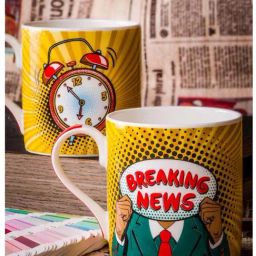 Goodhomes Yellow Bone China Coffee Mugs (350 ml) - Set of 2-25