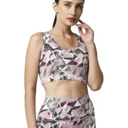 Soie Pink & Grey Printed Removable Padded Sports Bra-picture-25