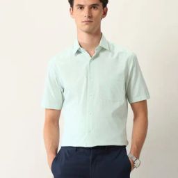 Arrow Green Cotton Regular Fit Texture Shirt-image-100