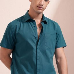 KETCH Men Spread Collar Solid Cotton Slim Fit Casual Shirt-image-48