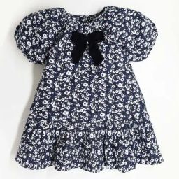 Cherry Crumble By Nitt Hyman Kids Navy & White Floral Print Dress-image-5
