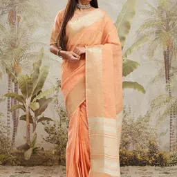 RACHNA Solid Zari Chanderi Saree with Blouse Piece-17