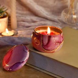 Tayhaa Pink Metal & Wax Candle-32