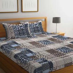 Klotthe Multicolor Cotton Blend 300 TC Double Bedsheet With 2 Pillow Covers-image-91