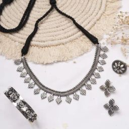 Teejh Pitara Collection Tamali Silver Oxidized Jewellery Set-image-66
