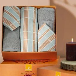 Maspar Red Cotton Abstract 144 TC Bedsheet & Towel - Set of 5-picture-45