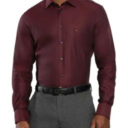 Tommy Hilfiger Deep Rouge & Black Cotton Regular Fit Self Pattern Shirt-image-65