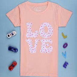 V-Mart Girls Typography Printed Round Neck Cotton Regular Fit T-shirt-picture-7