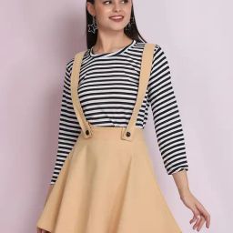 BUYNEWTREND Beige A-Line Skirt-image-23