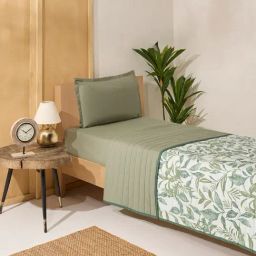Westside Home Sage Leaf Pattern Single Bed Reversible Comforter image 3