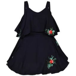 Wish Karo Girls Navy Blue Embroidered Frock-image-99