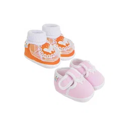 NESKA MODA 3 To 12 Month Cotton Newborn Baby Booty 2 Pair Set Soft Butterfly Walking Shoe Booties-98