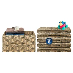 Kuber Industries Brown 6 Pieces Printed Non-Woven Wardrobe Storage Organisers With Handle-57