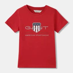 Gant Kids Red Cotton Printed T-Shirt-image-90