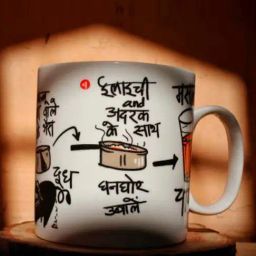 Clay Craft White & Black Ceramic 9 cm Milk Mug (0.39 L) - Set of 2-11