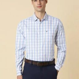 Allen Solly Blue Cotton Slim Fit Checks Shirt-image-99