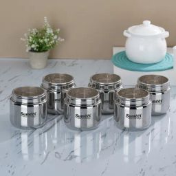 Sumeet Silver Stainless Steel 6 Containers with Lid-47