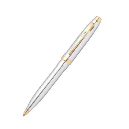 Sheaffer 100 A9340 Bright Chrome with Gold Trim Ball Pen with Table Clock, WP26669 image 2