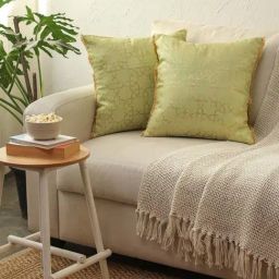 House This Mandav Self Green Cotton Cushion Covers - Set of 2-image-80