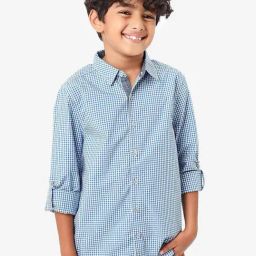 Bonkids Boys Checked Spread Collar Casual Cotton Shirt-picture-26