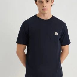 GANT Men Solid Round Neck Cotton Blue T-shirt-image-95