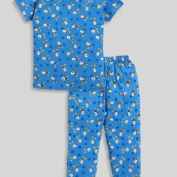 Todd N Teen Kids Royal Blue Printed T-Shirt with Pyjamas-image-33