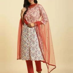 W Red Plain Dupatta-12