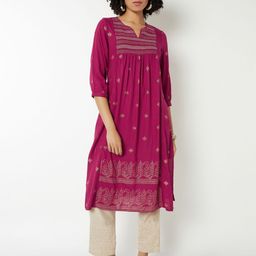 max Women Ethnic Motifs Woven Design V-Neck Thread Work A-Line Kurta-picture-21