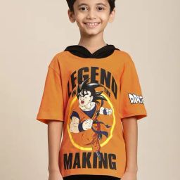 Kidsville Dragon Ball Z Printed Orange Tshirt For Boys-image-89