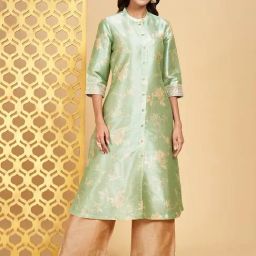 Rangmanch by Pantaloons Green Printed A Line Kurta-image-77