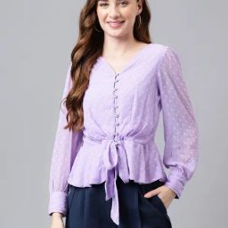 Latin Quarters Lavender Peplum Top-86