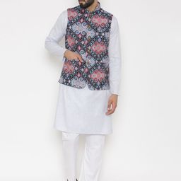 Wintage Men Multicoloured Geometric Print Nehru Jacket image 5
