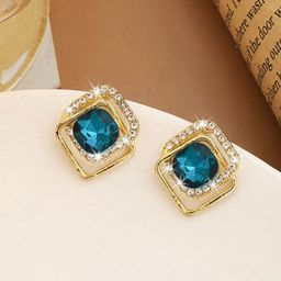 Celestique Crystals Studded Square Shaped Studs-image-57