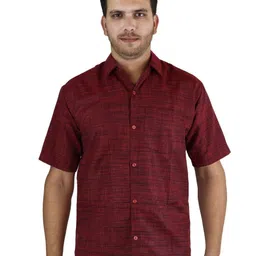 JASHNA Premium Textured Spread Collar Shirt-image-31