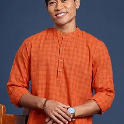 Taavi Checked Woven Legacy Pure Cotton Kurta-image-87