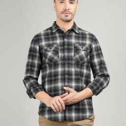 Royal Enfield Black Regular Fit Checkered Shirt-picture-49