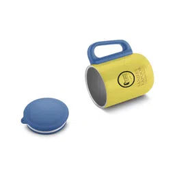 Classic Essentials Yellow & Blue Printed Stainless Steel Glossy Mug 300 ml-2
