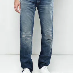 Celio Men Jean Slim Fit Low Distress Heavy Fade Stretchable Jeans-image-5