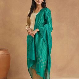 Fabindia Striped Cotton Silk Dupatta-picture-40