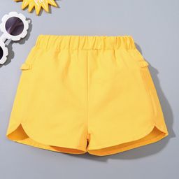 Kookie Kids Mid Thigh Solid Shorts - Yellow-image-17